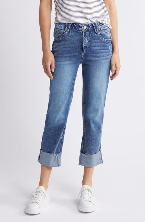 'Ab'Solution Cuff Straight Leg Jeans in Mid Blue Vintage