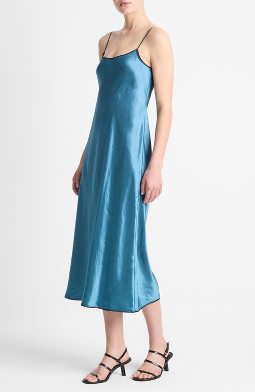 Shop Vince Tipped Satin Slipdress In Blue Waltz/deep Lake