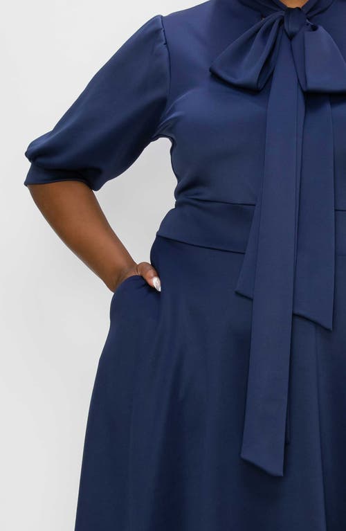 L I V D Carina Donna Fit & Flare Midi Dress In Navy