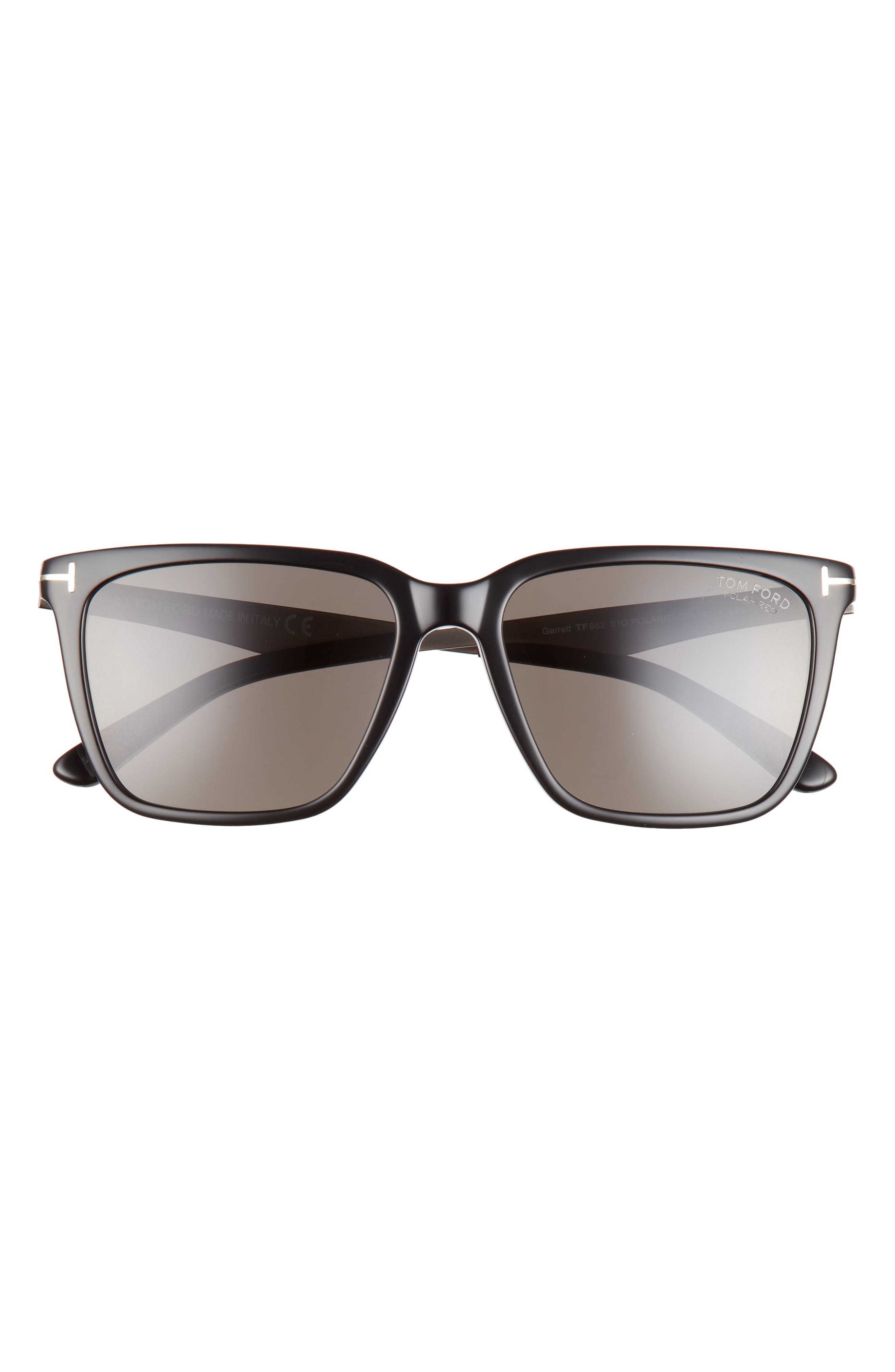 Tom Ford Garrett 56mm Polarized Square Sunglasses in Shiny Black /Smoke Polarized