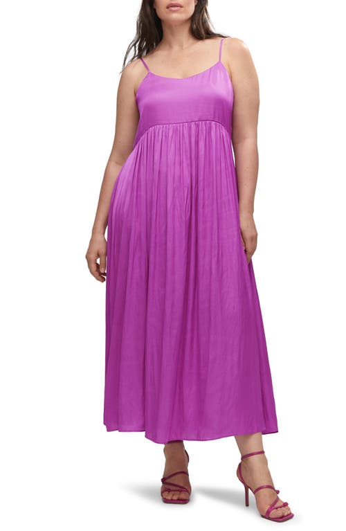 MANGO Scoop Neck Satin Dress in Fuchsia at Nordstrom, Size 2