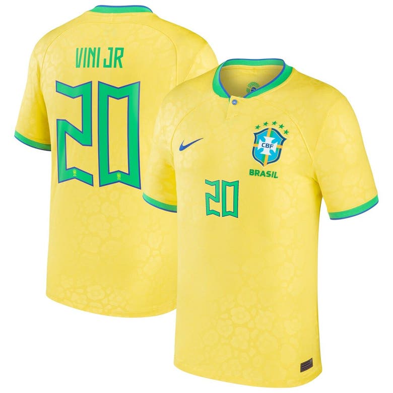 Nike Vinicius Junior Yellow Brazil National Team 2022/23 Replica Home ...