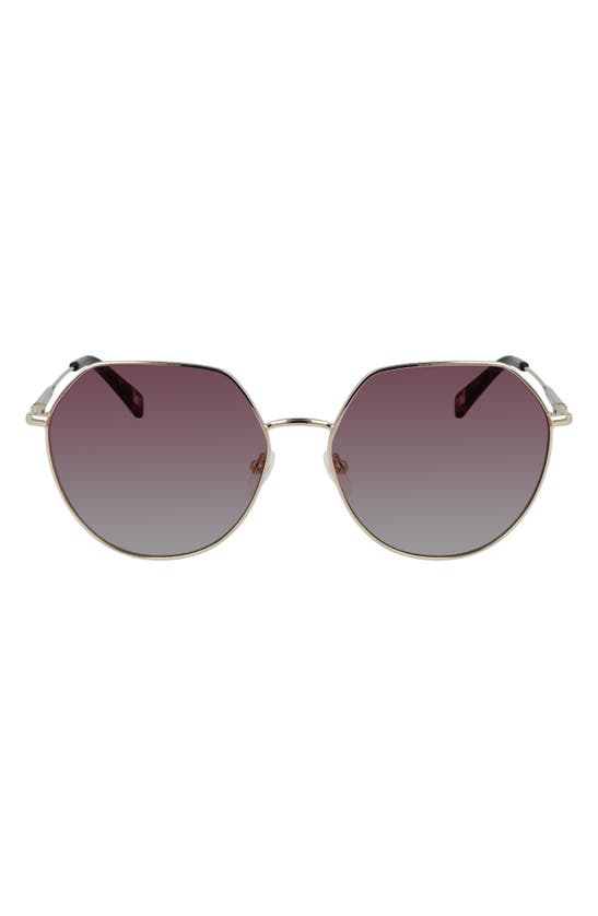 Longchamp Roseau 60mm Gradient Round Sunglasses In Gold / Rose