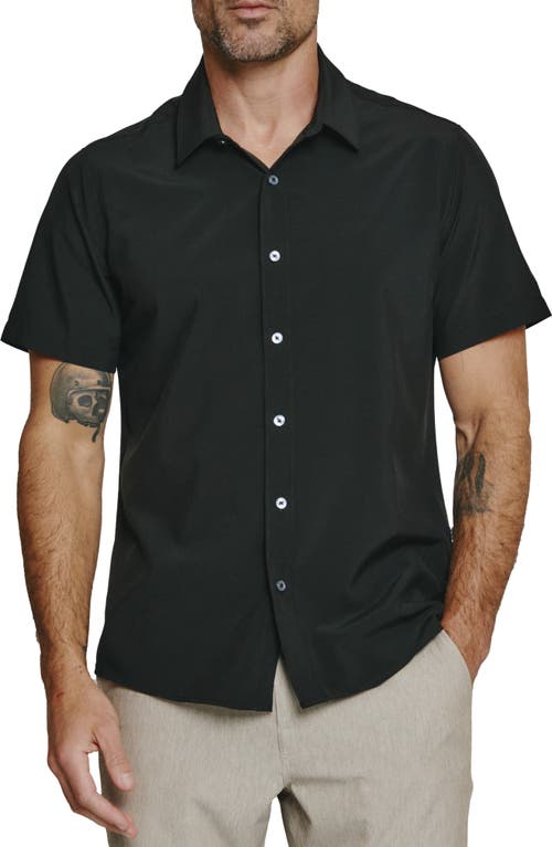 Siena Solid Short Sleeve Performance Button-Up Shirt in Black