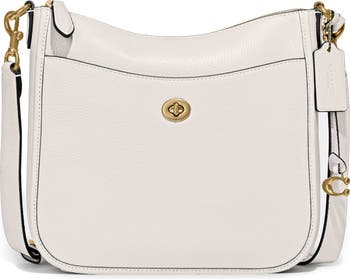 COACH Polished Pebble Leather Chaise Crossbody in White