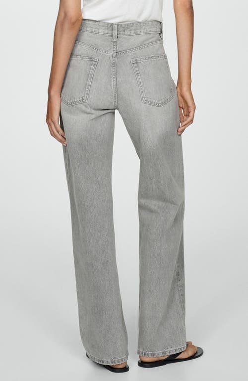 Shop Mango Mid Rise Relaxed Straight Leg Jeans In Denim Grey