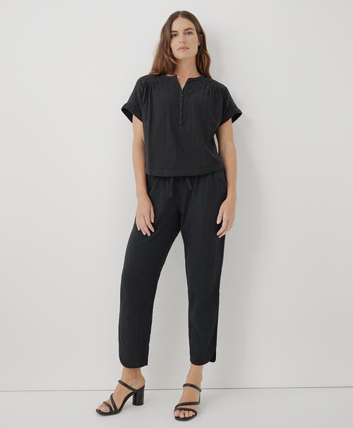 Pact Organic Coastal Double Gauze Tapered Pull-on Pant In Black