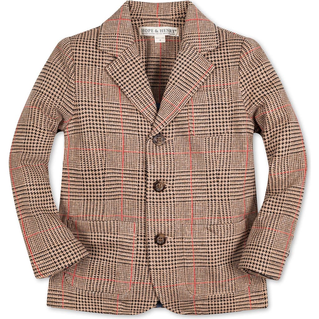 Hope & Henry Boys' Fleece Blazer, Toddler In Camel Glen Plaid