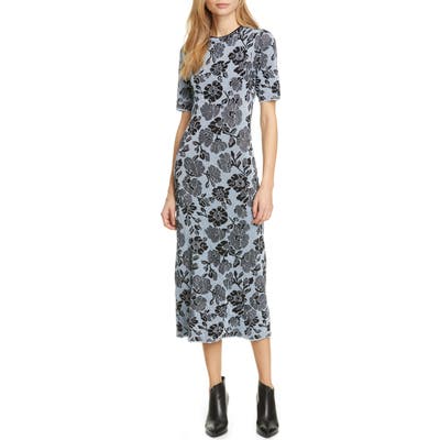 Rebecca Taylor Metallic Floral Jacquard Dress, Blue