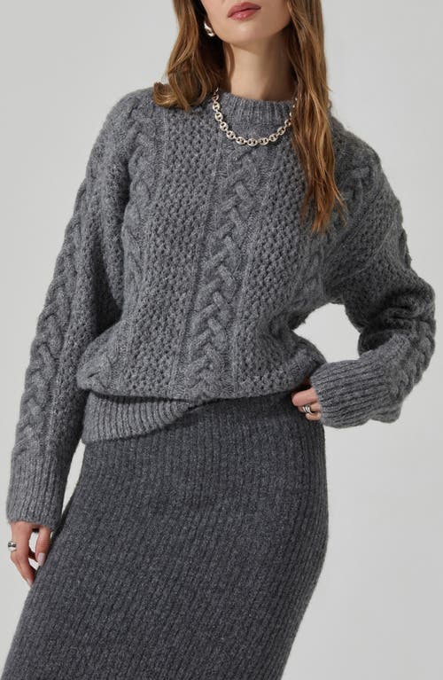 Astr The Label Lisbeth Cable Stitch Sweater In Grey