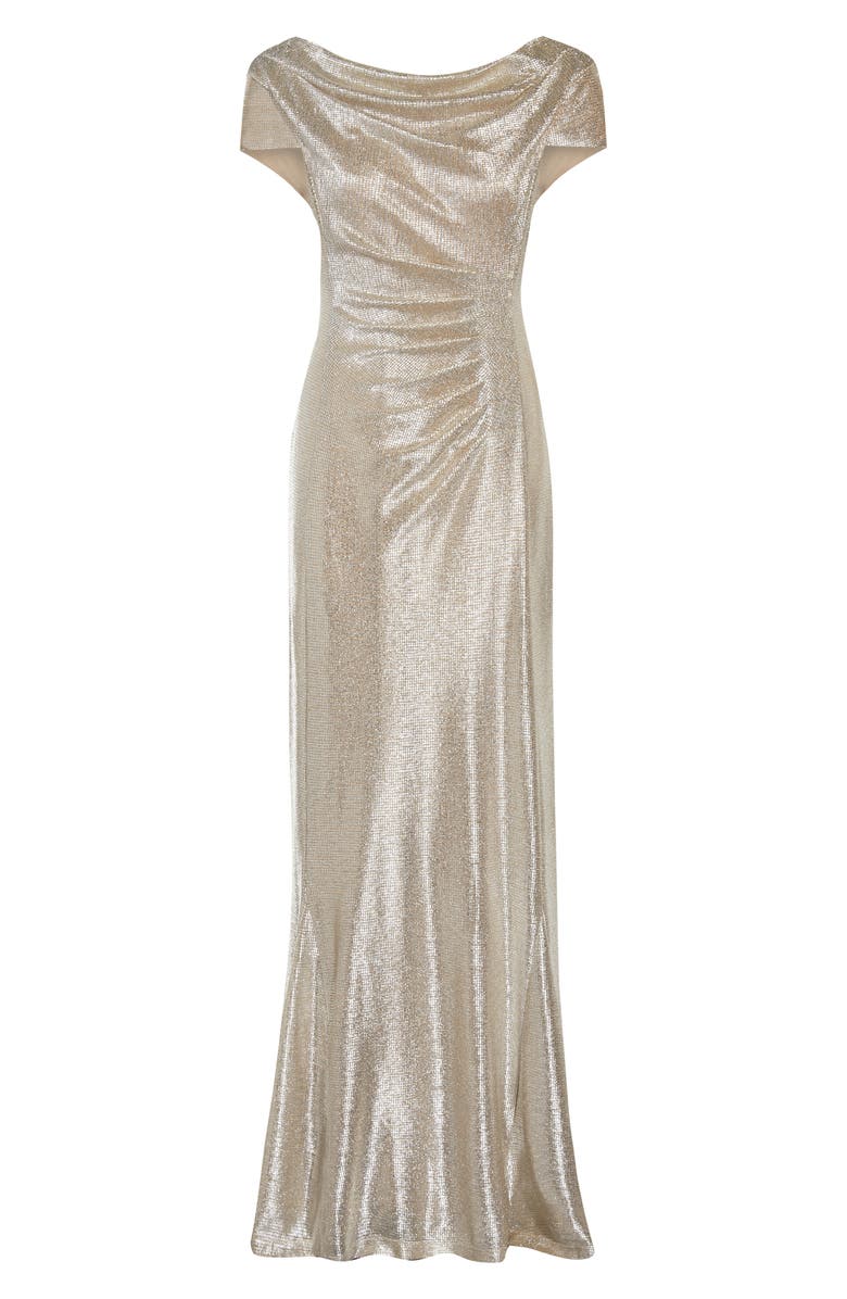 Adrianna Papell Metallic Drape Neck Gown | Nordstrom