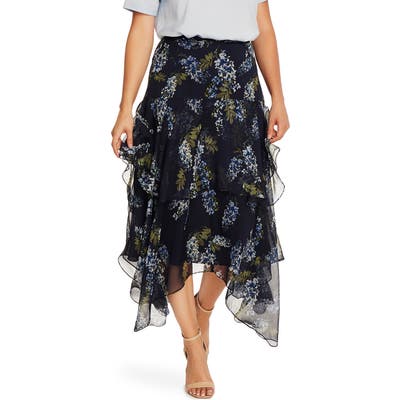 Vince Camuto Weeping Willow Tiered Asymmetrical Skirt, Blue