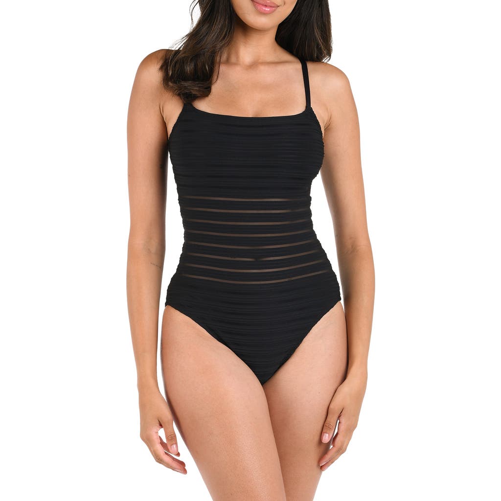 La Blanca Illusion Stripe One-piece Swimsuit In Black
