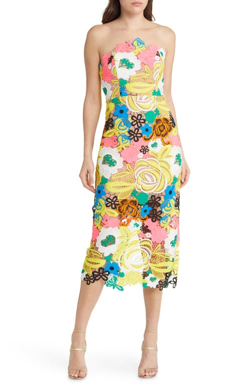 Milly Floral Lace Dress in Yellow Multi