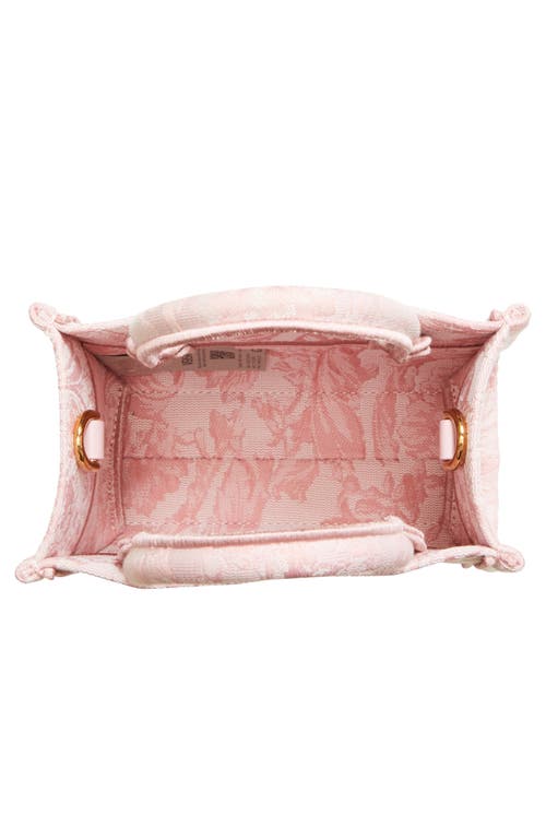 Shop Versace Extrasmall Barocco Embroidered Logo Jacquard Tote In Pale Pink-english Rose