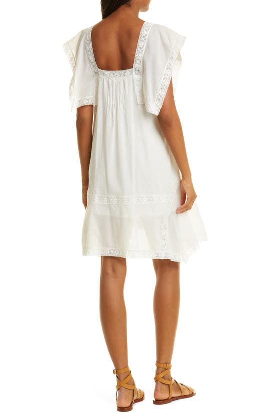 Shop Rebecca Taylor Lace Inset Cotton Shift Dress In Snow