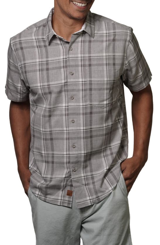 Shop Fundamental Coast Travis Plaid Short Sleeve Button-up Shirt In Charcoal