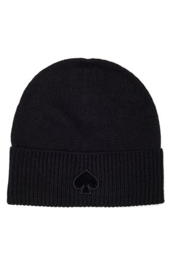 Kate Spade New York Flocked Spade Beanie In 001 Black