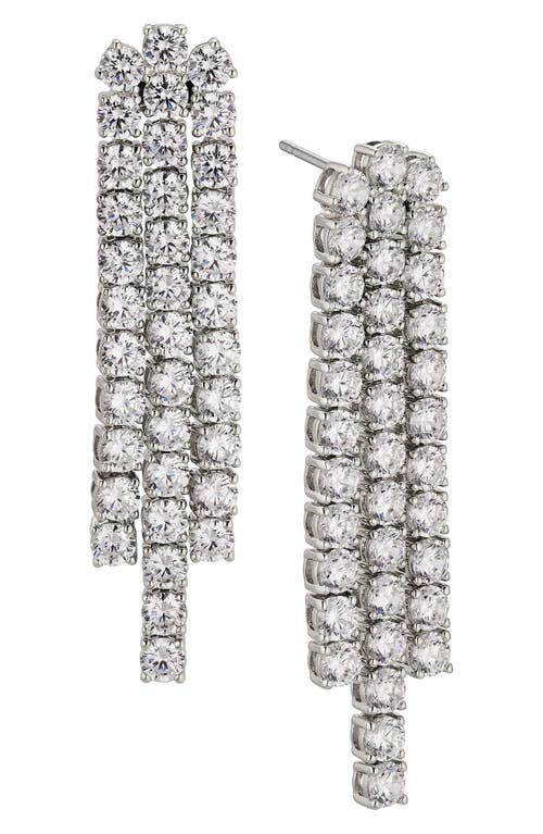 Shop Nadri Tennis Cubic Zirconia Linear Drop Earrings In Rhodium