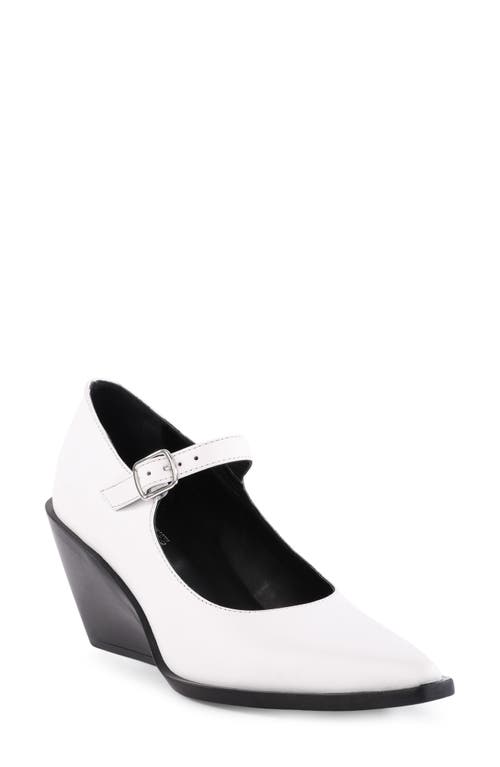 Seychelles Sparks Pointed Toe Mary Jane Pump in White Leather 