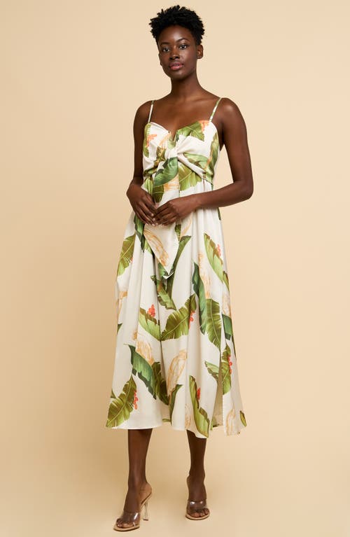 Shop Ciebon Katella Satin Midi Sundress In Cream Multi