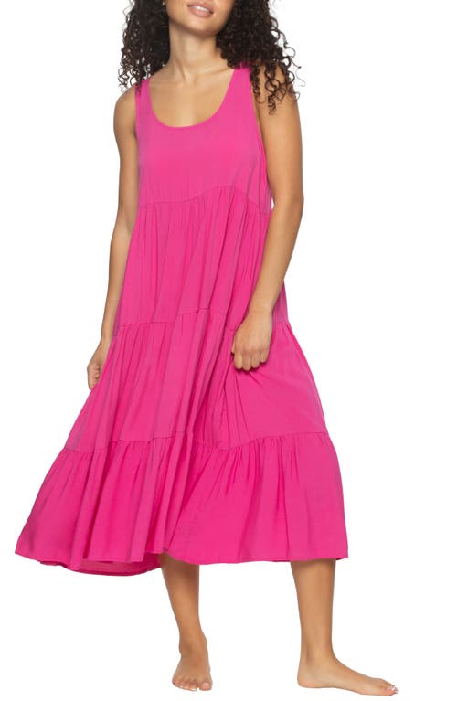 Felina Isabella Tiered Challis Nightgown In Pink