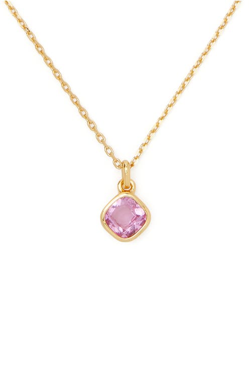 Shop Kate Spade New York Bubbly Bezel Mini Pendant Necklace In Pink/gold