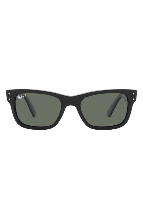 Ray Ban Ray-ban Mr Burbank 55mm Polarized Rectangle Sunglasses In Black/polar Green