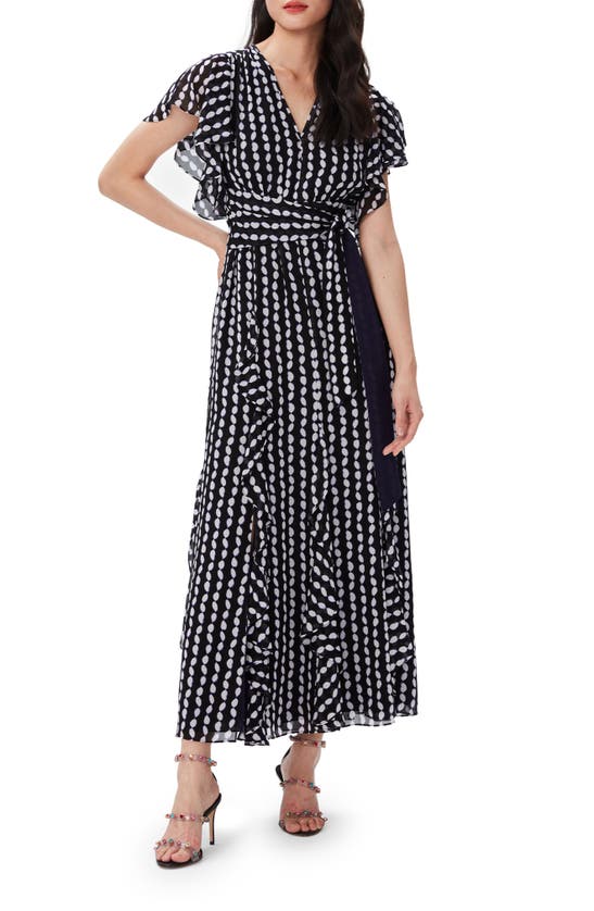Diane Von Furstenberg Bleuet Polka-dot Ruffle-trim Maxi Dress In Black
