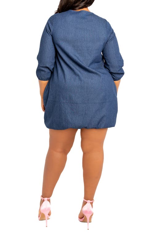 Buxom Couture Bubble Denim Minidress In Denim Blue
