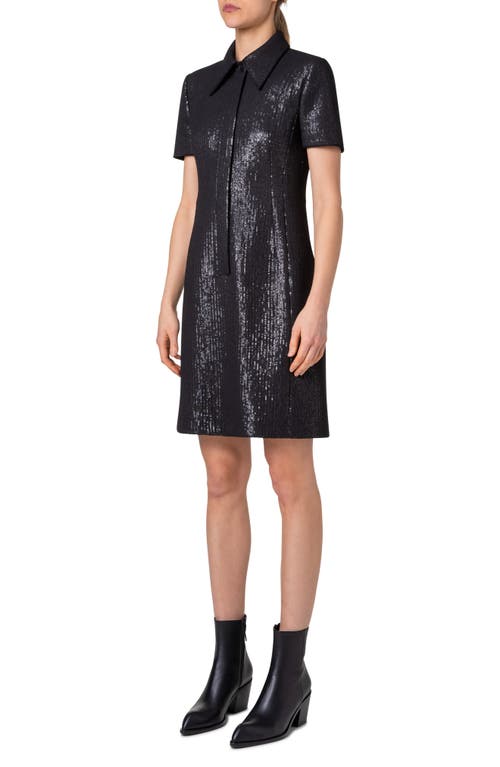 Akris Sequin Shirtdress In Black