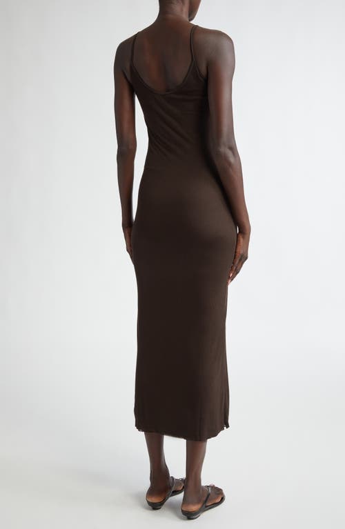 Shop Khaite Leesal Rib Slipdress In Dark Brown