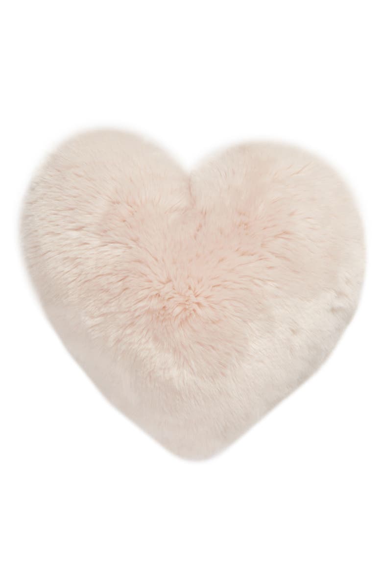 NORDSTROM at Home 'Cuddle Up' Faux Fur Heart Accent Pillow, Main, color, PINK FROSTY