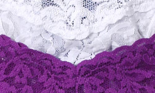 Shop Hanky Panky Assorted 5-pack Lace Low Rise Thongs In Purple/blue/white