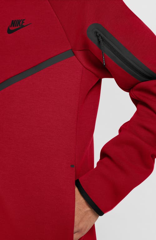 Shop Nike Tech Windrunner Zip Hoodie In Gym Red/black