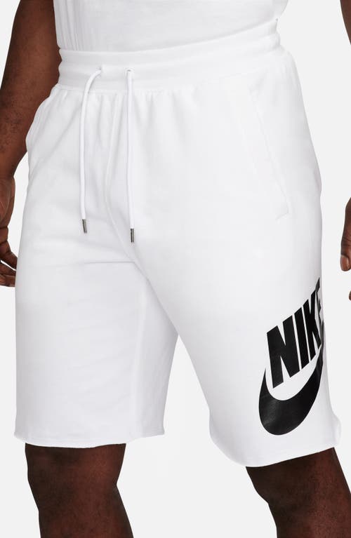 Shop Nike 'nsw' Logo French Terry Shorts In White/black