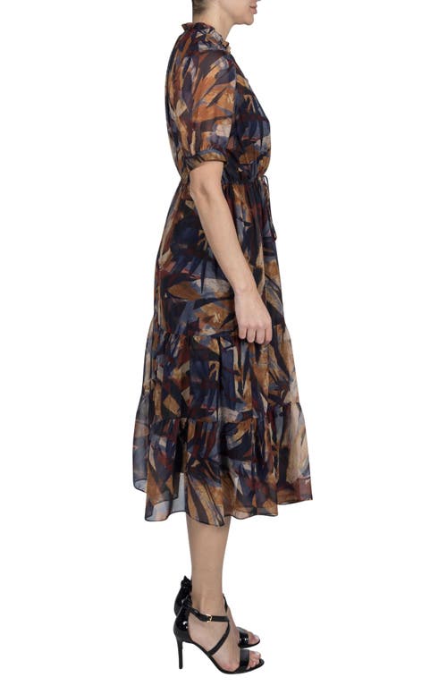 Shop Julia Jordan Abstract Print A-line Dress In Brown Multi