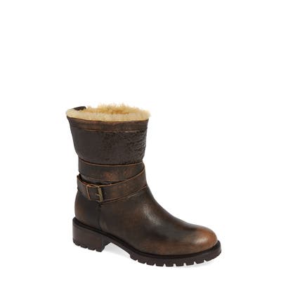 Ross & Snow Emilina Genuine Shearling Lined Weatherproof Bootie, Brown