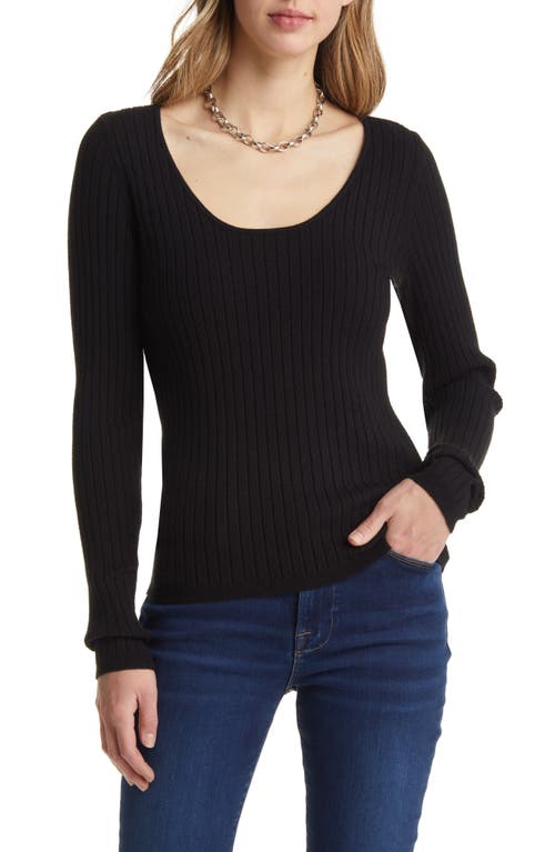halogen(r) Rib Scoop Neck Sweater in Black