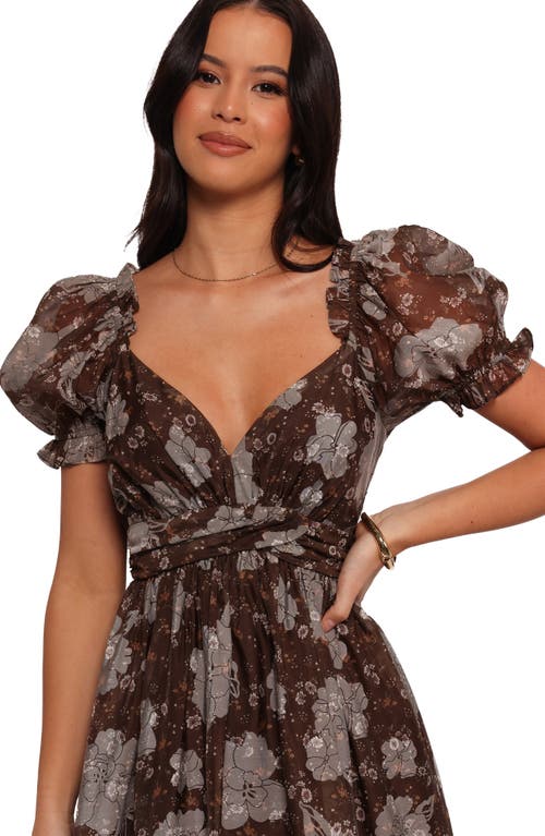 Petal And Pup Petal & Pup Farryn Floral Puff Sleeve Midi Dress In Brown