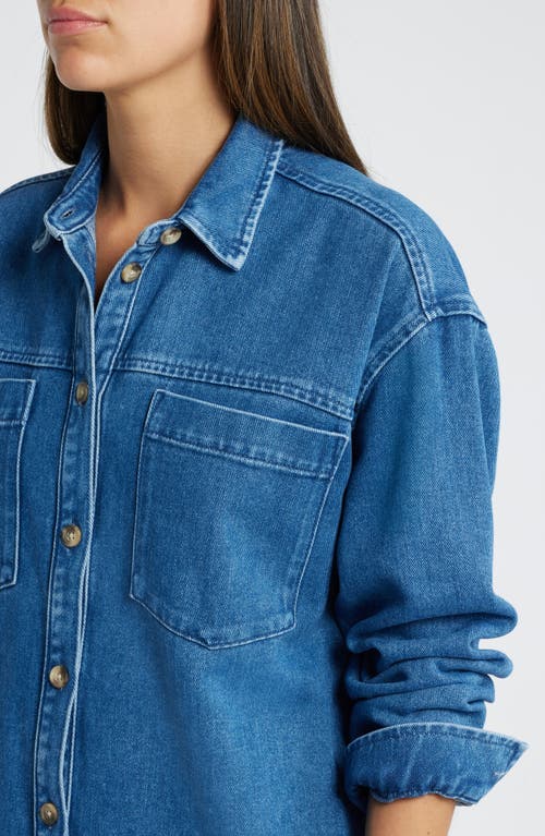 Treasure & Bond Long Sleeve Denim Shirtdress In Medium Wash