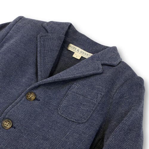 Hope & Henry Baby Boys' Fleece Blazer, Infant In Navy Herringbone