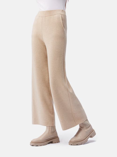 Gobi Mongolian Cashmere Organic Color Cashmere Wide-leg Pants In Beige