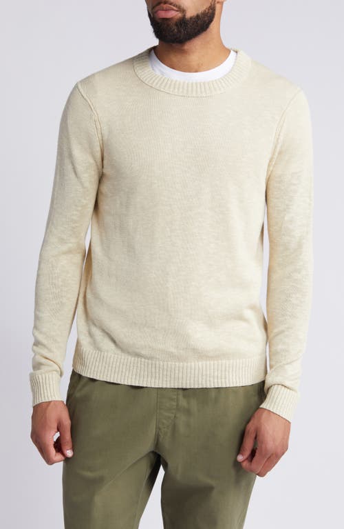 Linen & Cotton Crewneck Sweater in Beige Grain