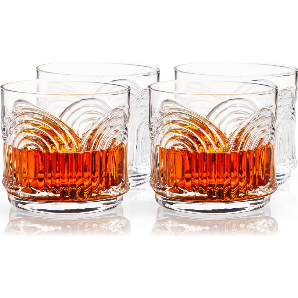 Viski Beau Crystal Lowball Tumblers Set Of 4 In Clear
