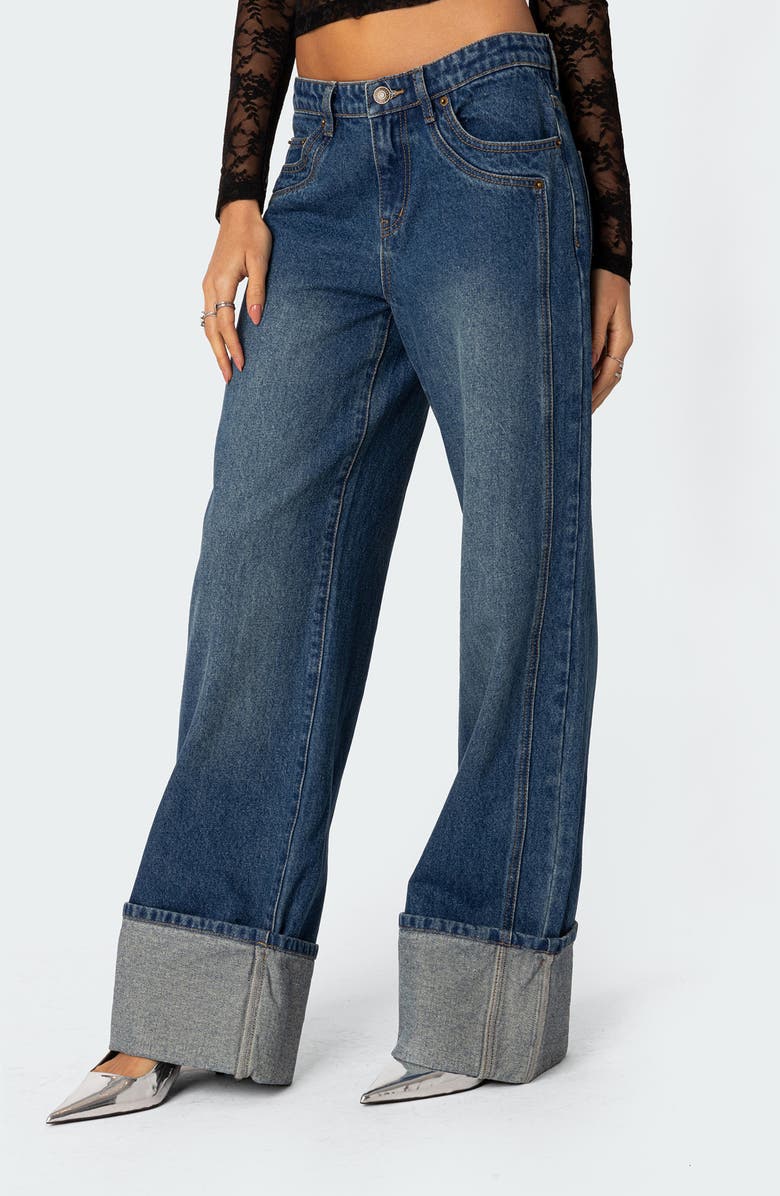 EDIKTED Vesper Cuffed Wide Leg Jeans | Nordstrom