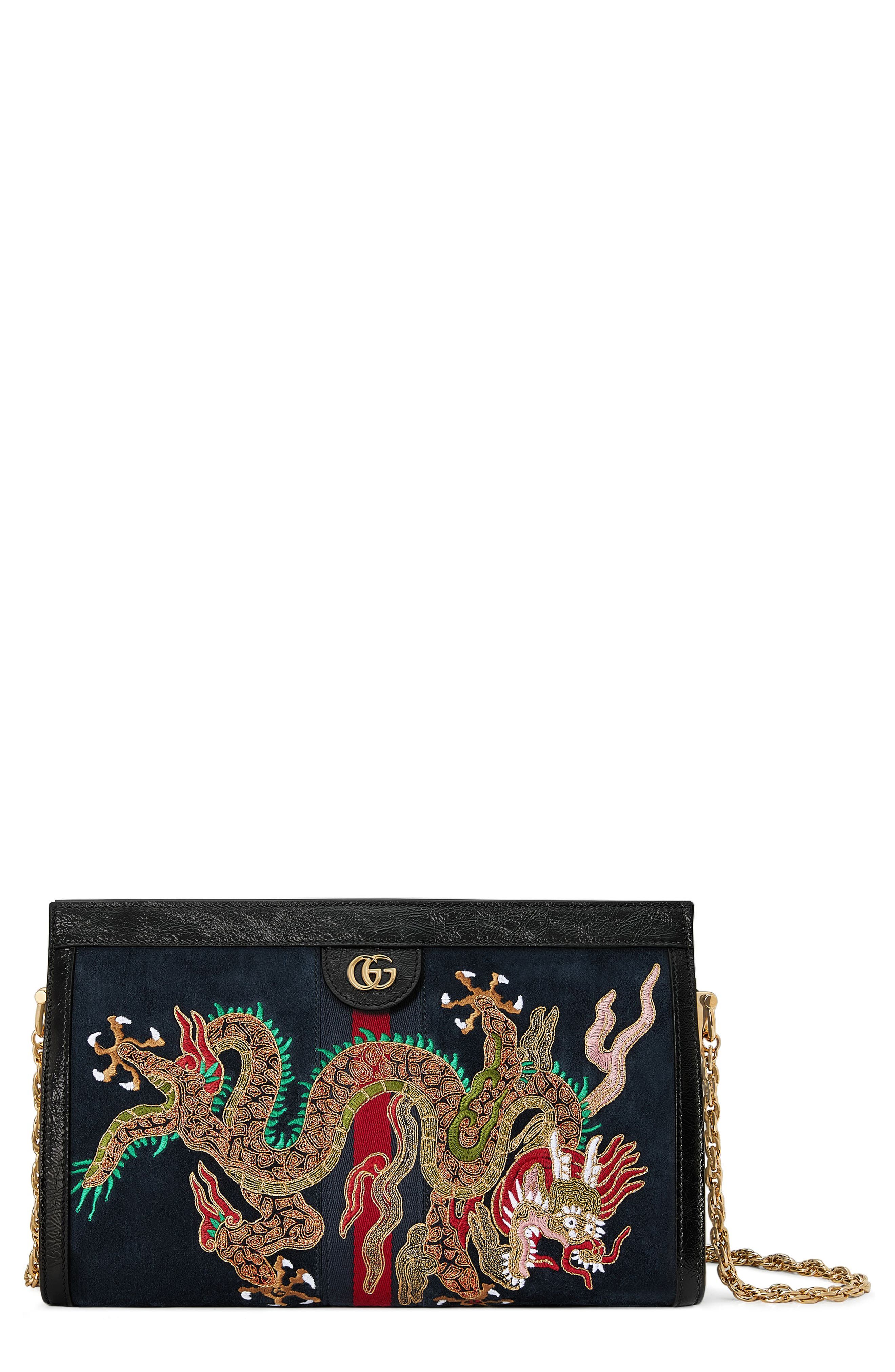 Gucci Ophidia Embroidered Dragon Suede 