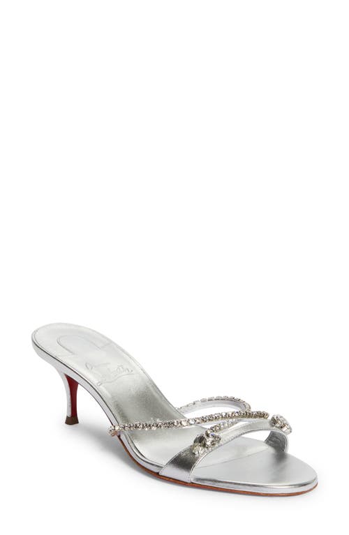 Shop Christian Louboutin Simple Queenie Slide Sandal In Silver/crystal