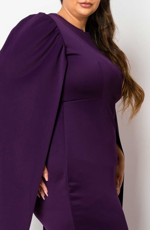 L I V D Naomi Cape Sleeve Midi Dress In Eggplant