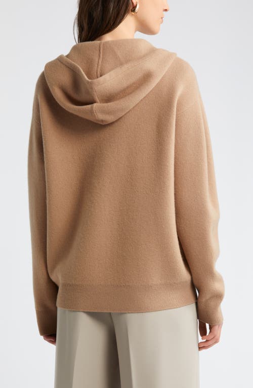 Shop Nordstrom Wool Blend Zip Hoodie Cardigan In Camel